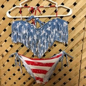 Fringe patriotic swimsuit
